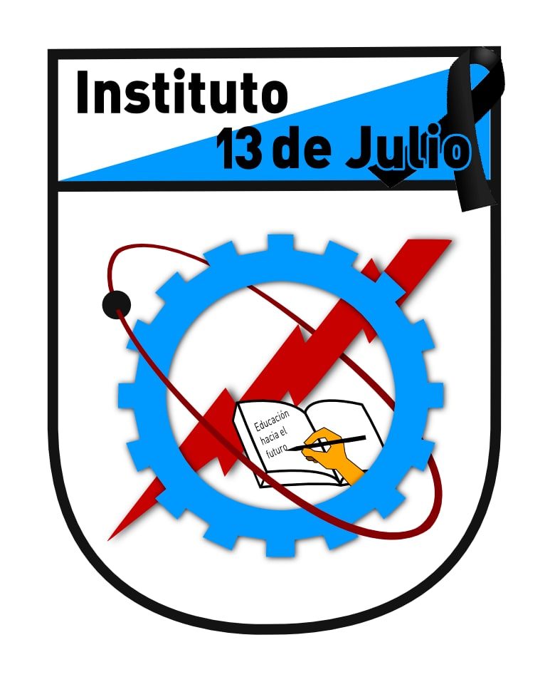 Logo Instituto 13 de julio con cinta de luto